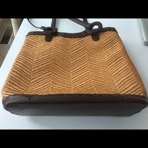 Maxx Herringbone Woven & Leather Shoulder Bag